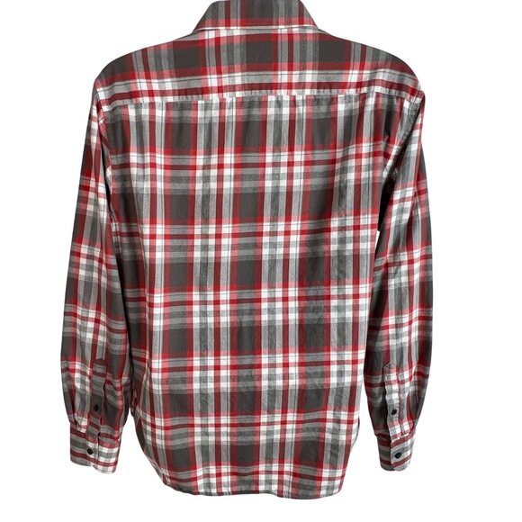 Untuckit Plaid Button-Up Shirt XL 100% Cotton Red Gray Long Sleeve Soft - Picture 5 of 9